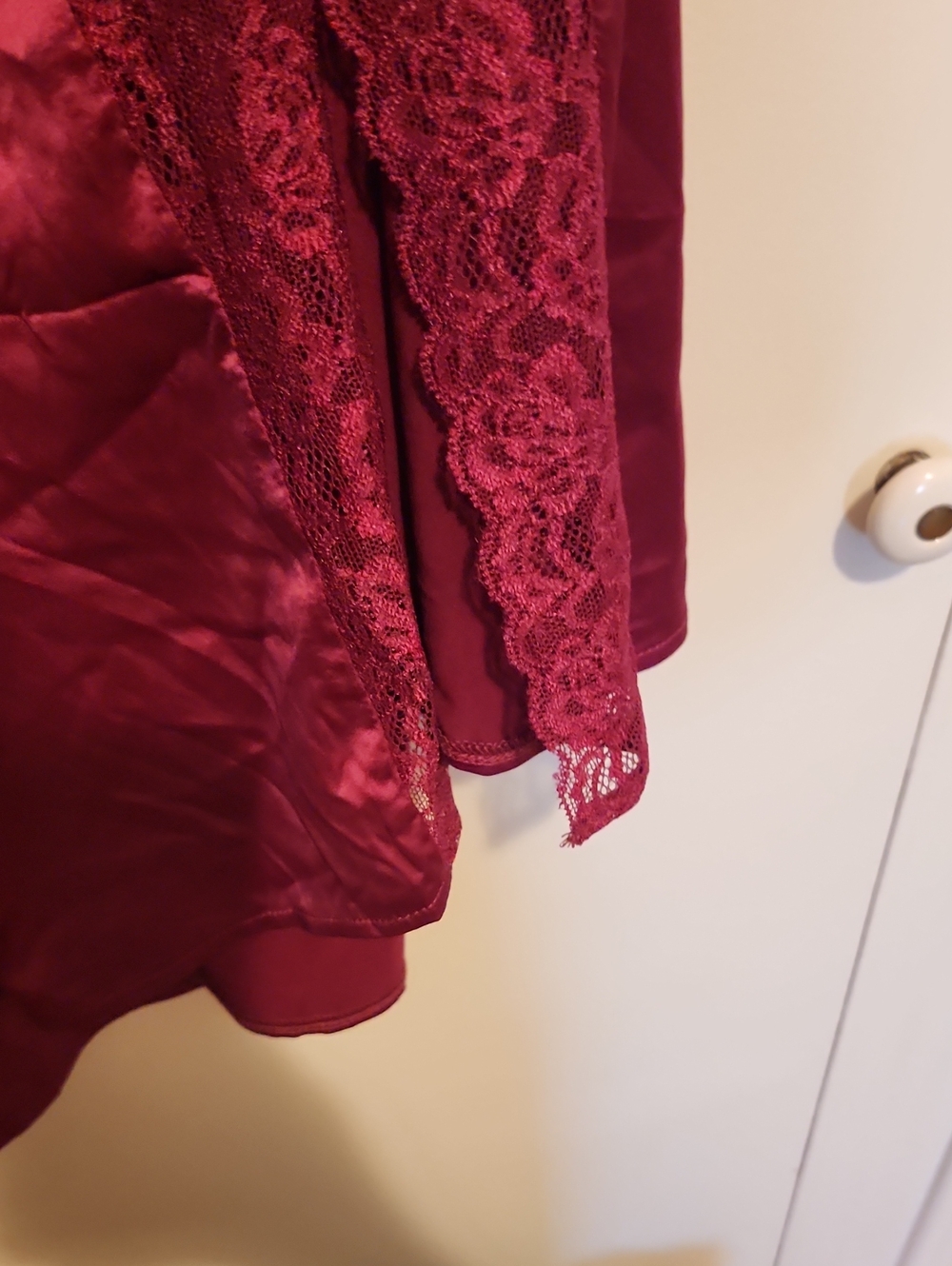 Torrid Burgundy Lace Trim Satin Sleep Dress - Picture 4 of 4